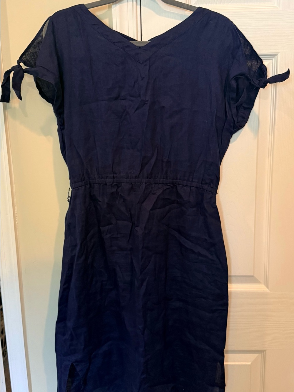 Anne Klein Linen Navy Short Sleeve Dress